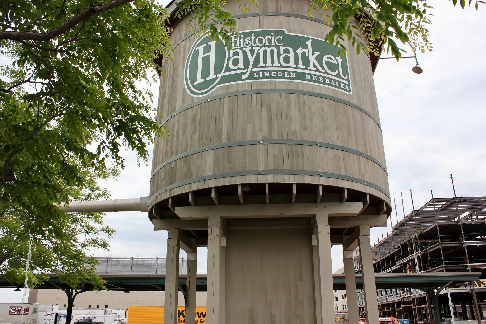 Historic Haymarket water tower landmark in Lincoln, NE