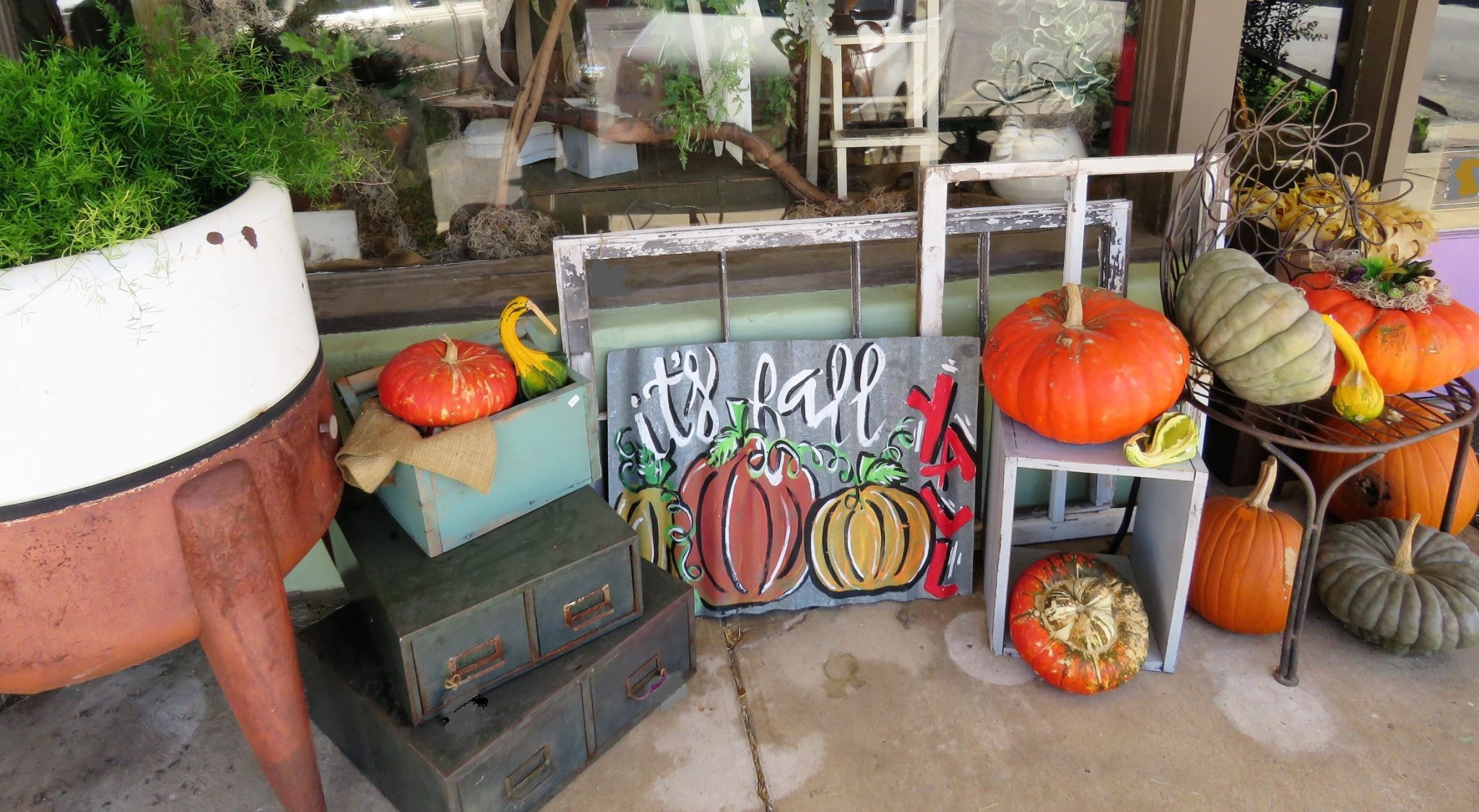 Autumn harvest market display with pumpkins